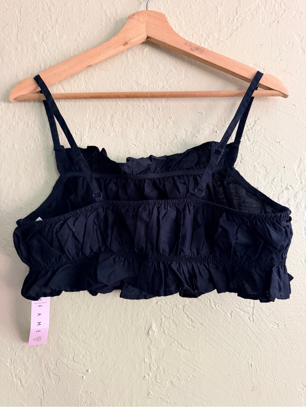 Crave Fame Black Smocked Ruffle Crop Top - Picture 2 of 5